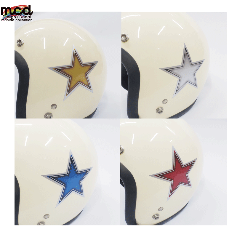 シルバー】スターステッカー 星 2枚セット 10cm ヘルメット 汎用 防水 シール バイク デカール 左右 かわいい カスタム ワンポイント  マニアックコレクション