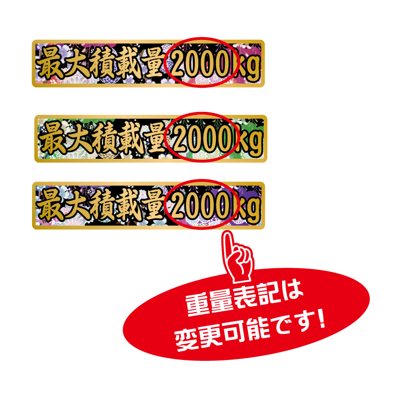 ゴールド)数字表記 変更可能 最大積載量 和花柄ステッカー 和柄