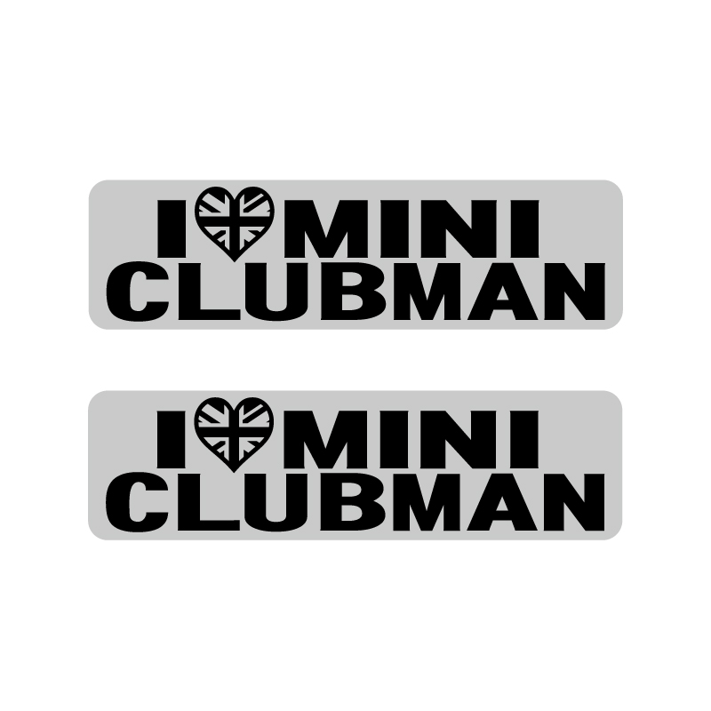 I LOVE mini CLUBMAN ステッカー デカール miniclubman ミニクラブマン シルバー 2枚セット