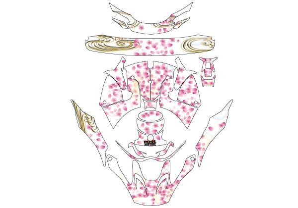 ステッカー】 arai Vcross4用 ヘルメット デカール 和柄 桜吹雪 白 傷