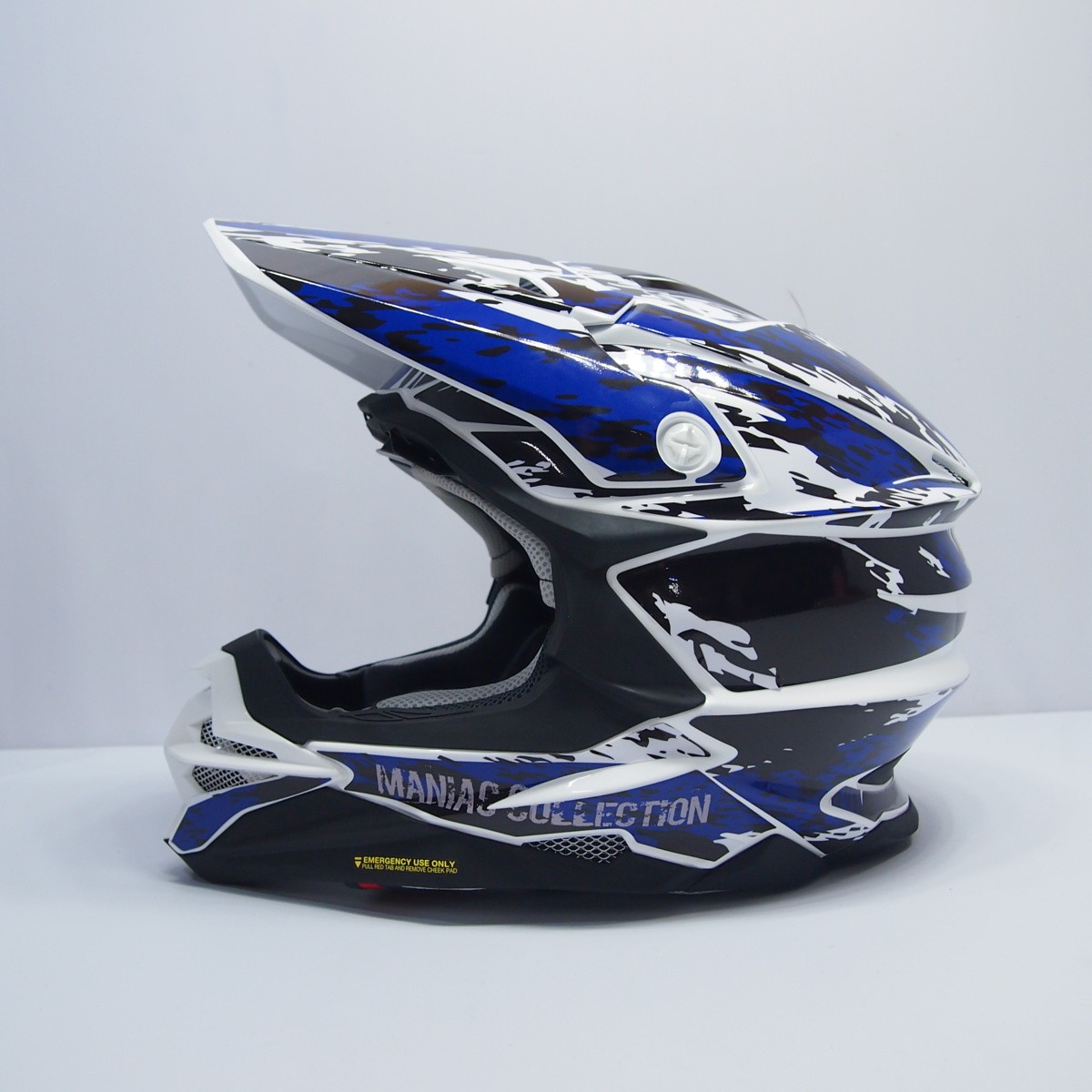SHOEI VFX-WR Mサイズ用 ヘルメット デカール グランジ/青 オフロード 傷防止 長期使用 UVカット加工 マニアックコレクション