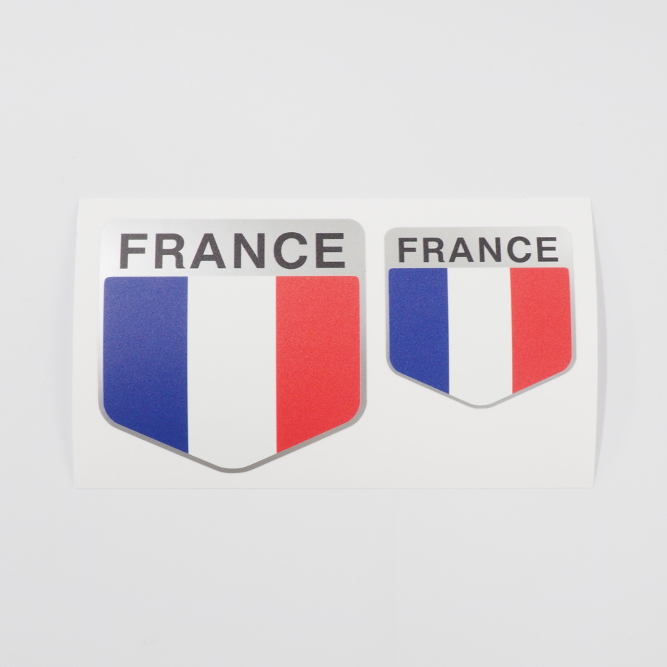 フランス 国旗ステッカー トリコロール シール アルミ 艶消しミラー Tricolore 2枚セット 携帯 キャリーケース 車 ワンポイントに /  マニアックコレクション