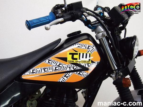 ヤマハ TW200・TW225用 テープクロス タンク デカール 黒色 ステッカー カスタム Yamaha